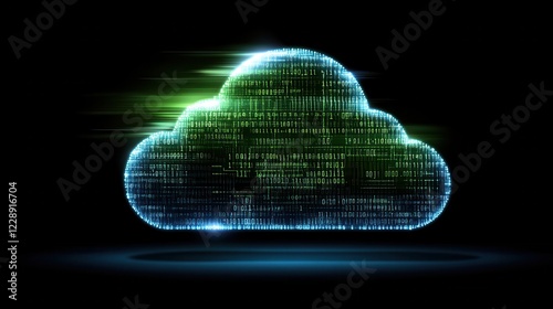 Digital cloud with data stream illustration.
