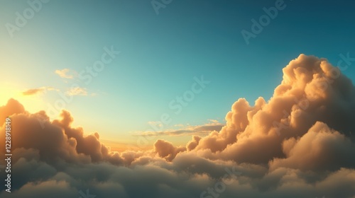 Colorful clouds illuminated by soft sunlight.