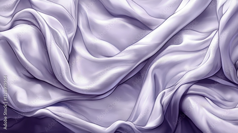 Obraz premium Elegant lilac silk fabric forms luxurious folds. Soft and graceful, the texture provides a serene background. This abstract design suits modern fashion and interior settings.