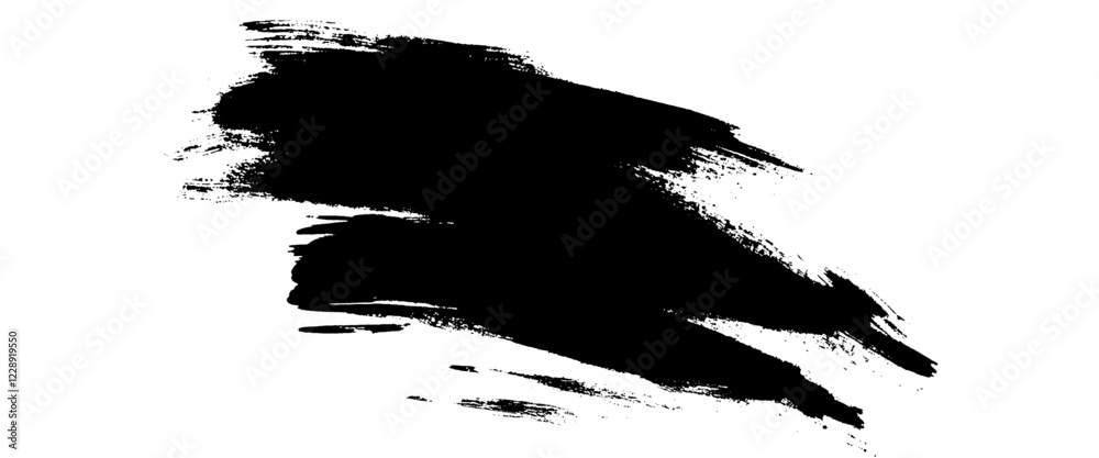 Vector black ink brush strokes background painted by brush design elements