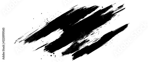 Vector black ink brush strokes background painted by brush design elements