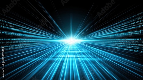 Futuristic blue light beam abstract background.