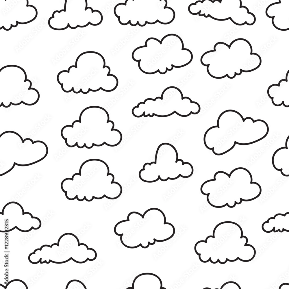 Set clouds sketch hand drawn doodle vector isolated. Set clouds sketch hand drawn doodle vector isolated.