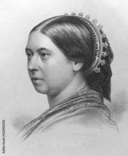 Fotografija Queen Victoria (1819-1901) on engraving from the 1800s