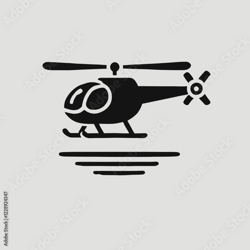 Helicopter silhouette in black on a white background