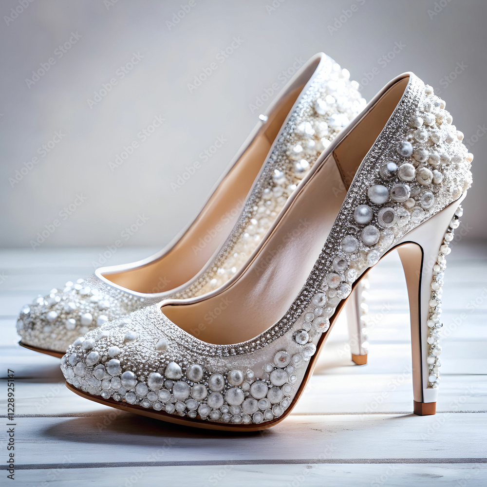 Obraz premium Elegant Bridal Style: Beautiful High-Heel Shoes for the Bride