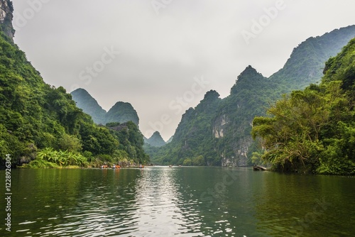 Trang An Grottoes, Scenic Landscape, karst mountains, karst landscape, riverscape, Quan thể danh Thắng Tràng An, Ninh Binh, Vietnam, Asia photo