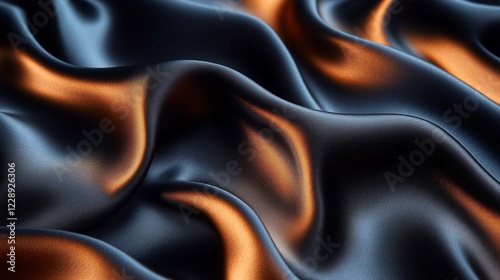 Luxurious Black & Dark Chocolate Brown Silk Background | Shiny Satin Fabric with Elegant Drapery Folds