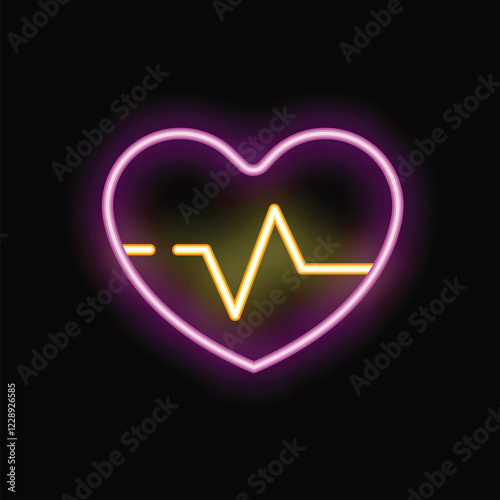 Neon heartbeat showing vital signs on black background