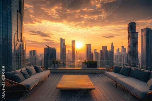 Wallpaper Mural Rooftop Terrace Cityscape Sunset View Torontodigital.ca