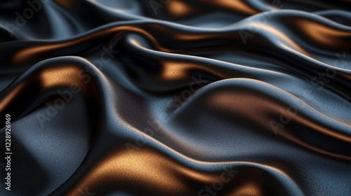 Luxurious Black & Dark Chocolate Brown Silk Background | Shiny Satin Fabric with Elegant Drapery Folds