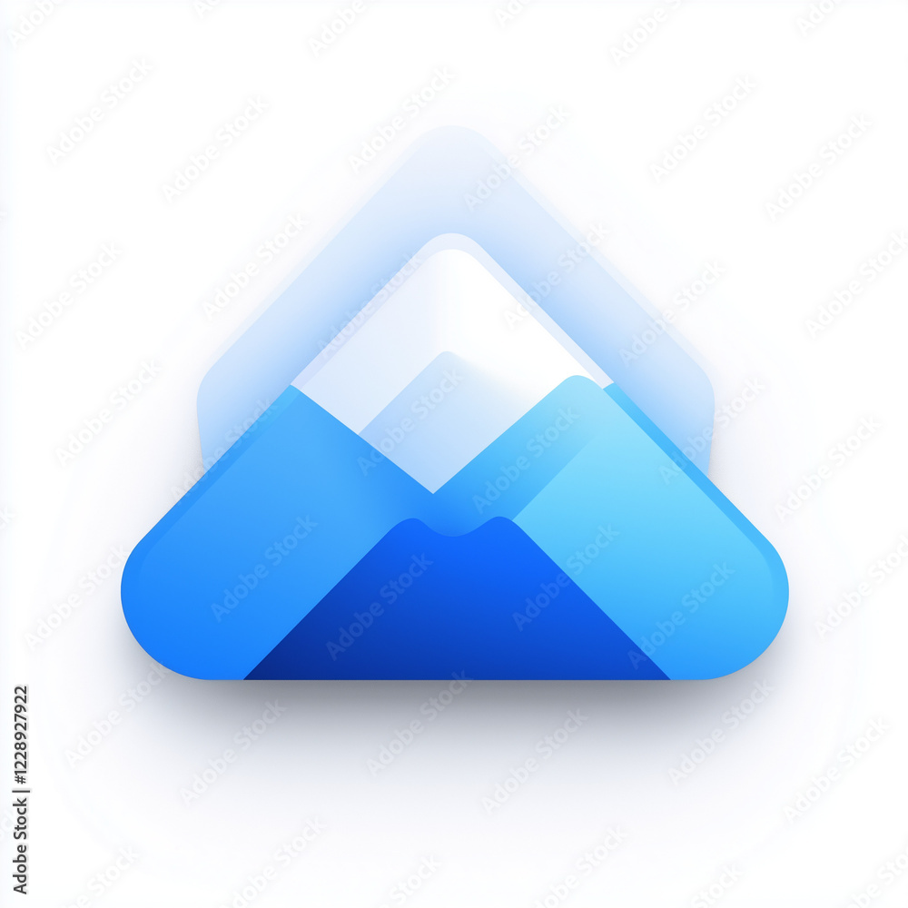 Blue Abstract Mountain Icon: Modern Design Element Blue Abstract Mountain Icon: Modern Design Element
