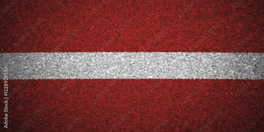 Fototapeta premium The Latvian flag painted on a cork board