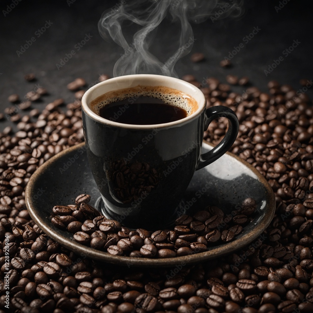 Fototapeta premium Describe the taste of a strong black coffee.