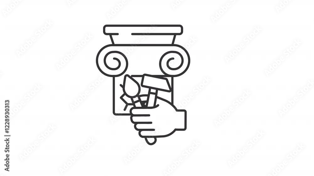Sculpting equipment line animation. Shaping tools animated icon. Moving hand, instruments. Sculpture, creativity. Black illustration on white background. HD video with alpha channel. Motion graphic Sculpting equipment line animation. Shaping tools animated icon. Moving hand, instruments. Sculpture, creativity. Black illustration on white background. HD video with alpha channel. Motion graphic