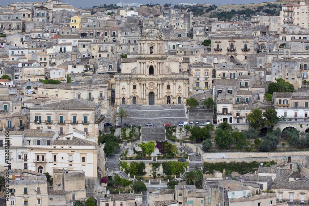 Historic centre with Duomo di San Giorgio, Modica, Sicily, Italy, Europe Historic centre with Duomo di San Giorgio, Modica, Sicily, Italy, Europe