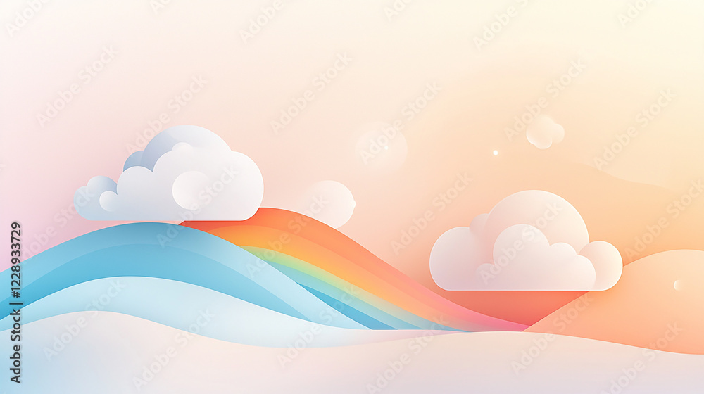 Abstract Landscape with Clouds and Rainbow Hills Abstract Landscape with Clouds and Rainbow Hills