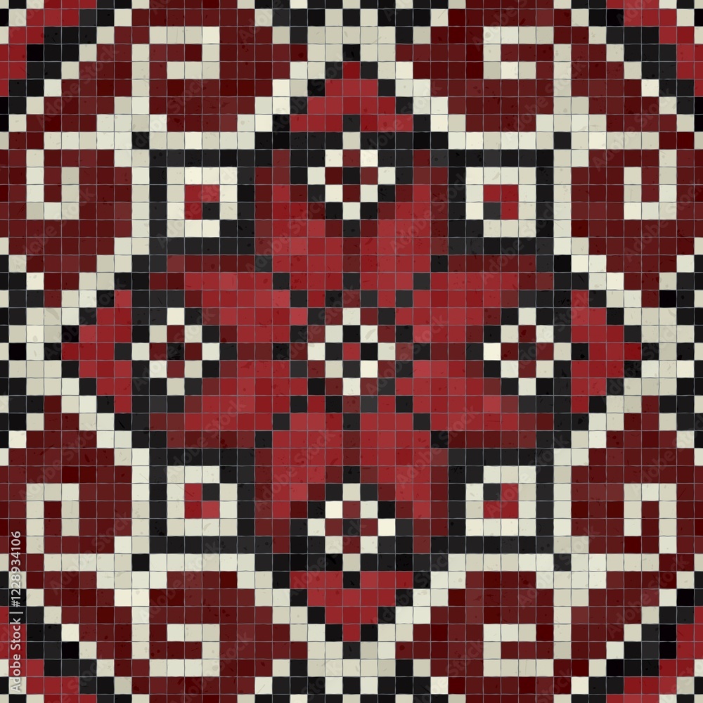 Fototapeta premium Mosaic tiles background, seamless vector pattern