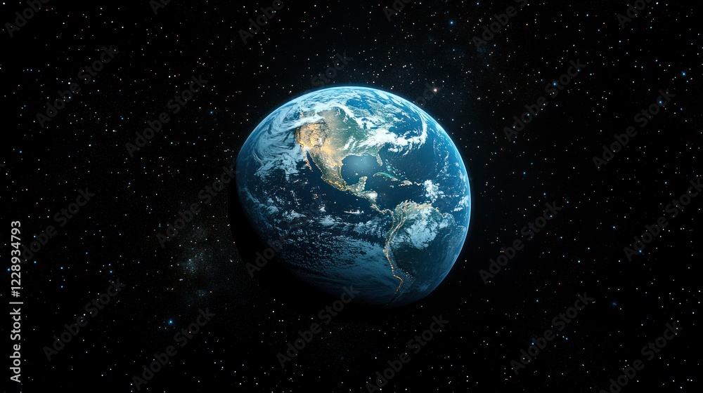 Earth, night, space, clouds, America, stars, globe, planet, background, education Earth, night, space, clouds, America, stars, globe, planet, background, education
