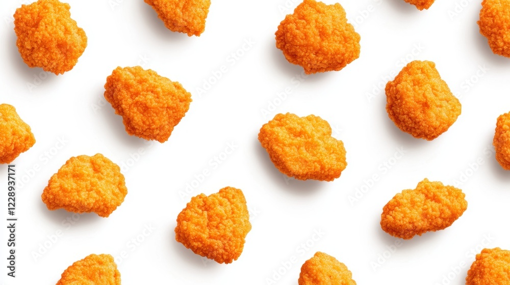 Crispy Golden Chicken Nuggets on White Background for Food Photography Crispy Golden Chicken Nuggets on White Background for Food Photography
