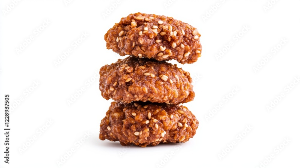 Stack of Delicious Sesame Cookies on White Background Stack of Delicious Sesame Cookies on White Background