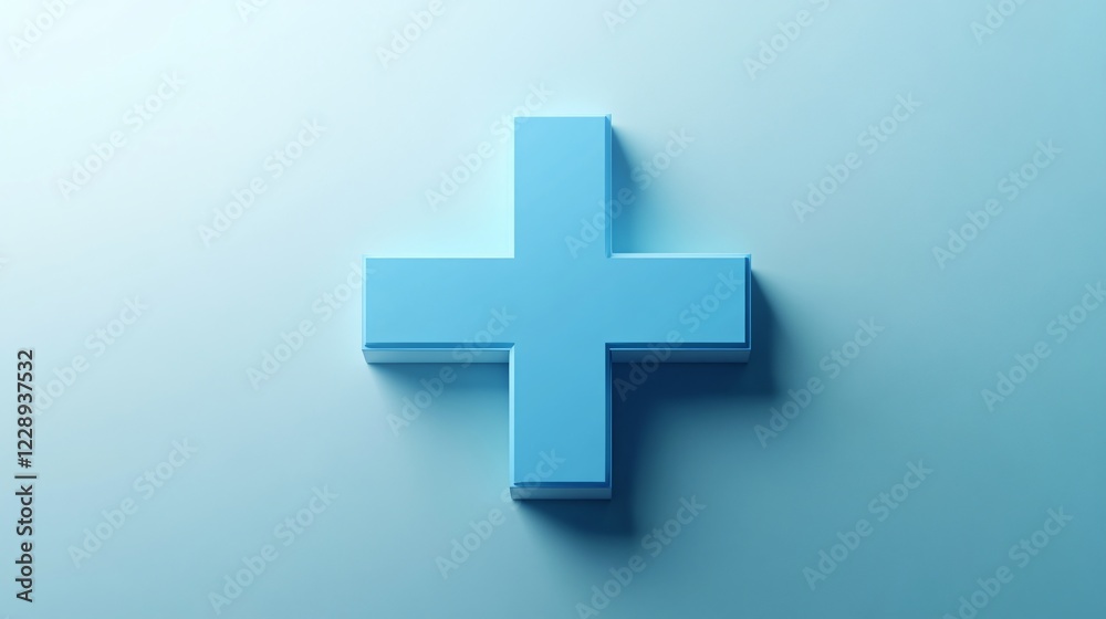 Fototapeta premium Blue Medical Icon Plus Sign Vector Illustration