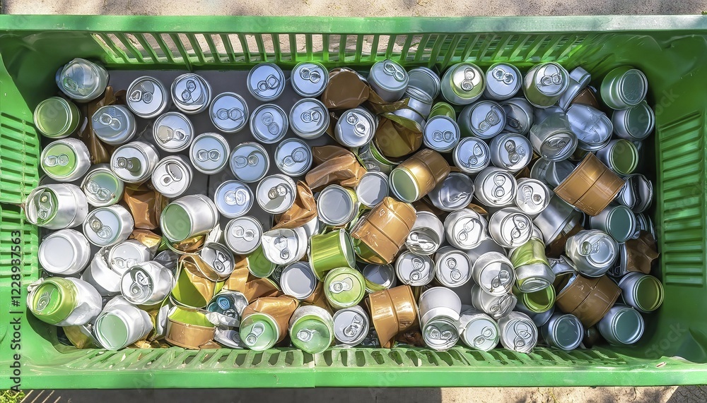 Symbol photo, rubbish, waste, many empty beverage cans in a rubbish container, AI generated, AI generated Symbol photo, rubbish, waste, many empty beverage cans in a rubbish container, AI generated, AI generated