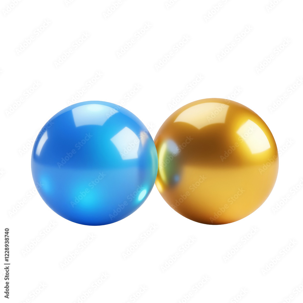 Blue and Gold Spheres Resting with Inner Glow Blue and Gold Spheres Resting with Inner Glow
