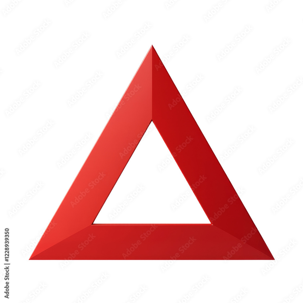 Bold Red Triangle with Beveled Edges and Cut-Out Center Bold Red Triangle with Beveled Edges and Cut-Out Center