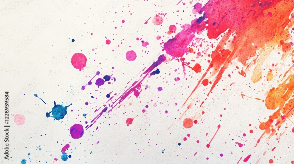 Bright splatters of watercolor overlaid with rough scratches, forming an energetic pattern with halftone dots scattered across an ash white background. Bright splatters of watercolor overlaid with rough scratches, forming an energetic pattern with halftone dots scattered across an ash white background.