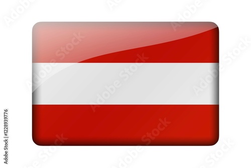Free Download The Austrian flag. Rectangular glossy icon. Isolated on white background - GFXLoad