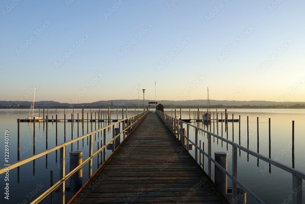 Boat port of Iznang - Lake Constance, Baden Wuerttemberg, Germany, Europe., Europe Boat port of Iznang - Lake Constance, Baden Wuerttemberg, Germany, Europe., Europe