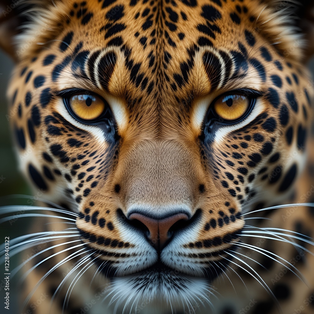 Obraz premium Leopard with Piercing Amber Eyes, Close Up