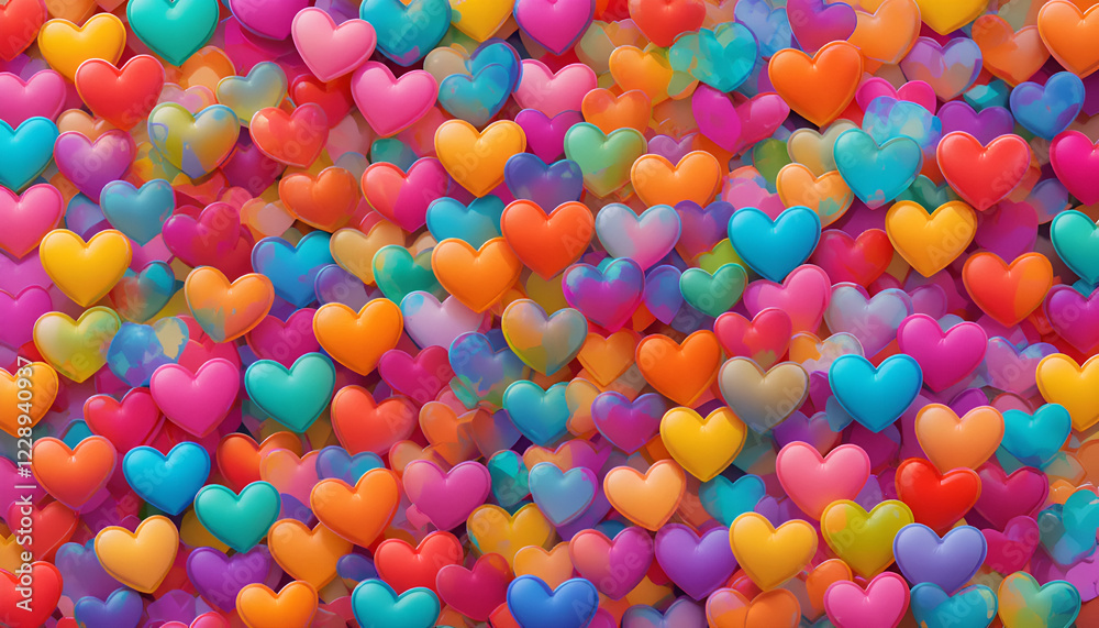 Obraz premium Floral Heart Bliss: Vibrant Valentine's Day Art Background For Love Gift Package. Happy Valentine's day, valentine day, valentine day background, love background, valentine gift package, love vibrant