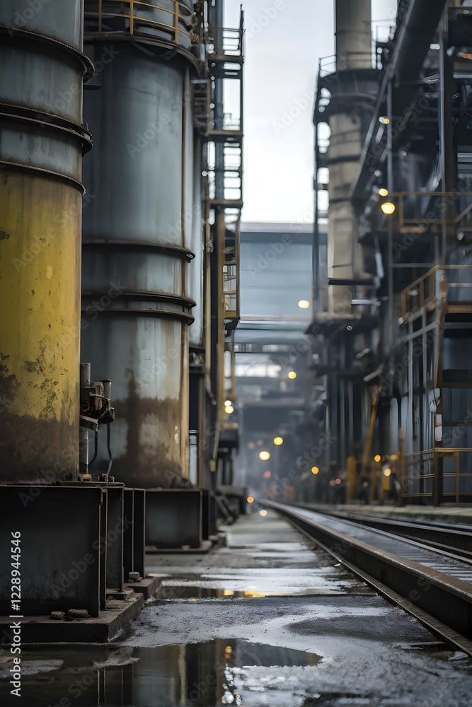 Close up view of an industrial area, AI generated Close up view of an industrial area, AI generated