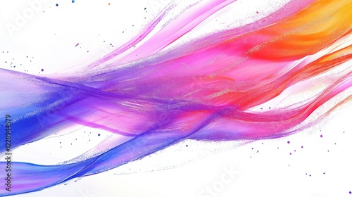 Energetic watercolor streaks intertwined with sharp scratch marks, creating an abstract design with a halftone texture on an ash white background.