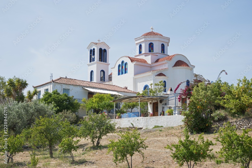Fototapeta premium Orthodox Church, Thermisia, Argolis, Peloponnese, Greece, Europe