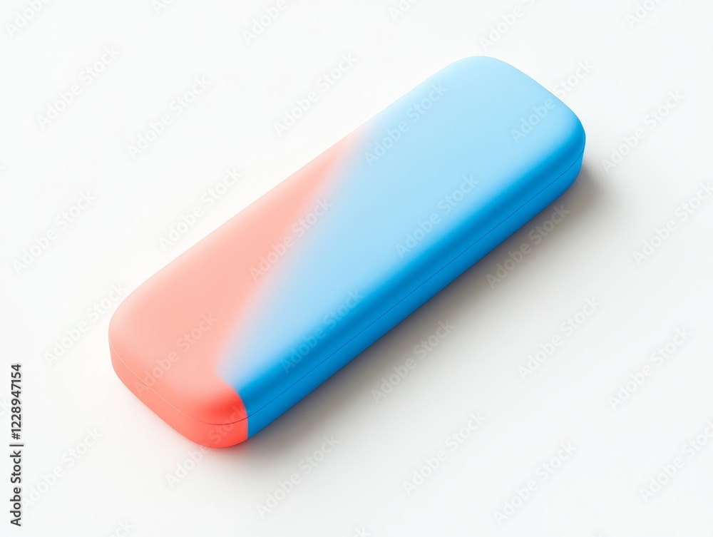 Two-toned pastel blue and coral rectangular case isolated on white background. Two-toned pastel blue and coral rectangular case isolated on white background.