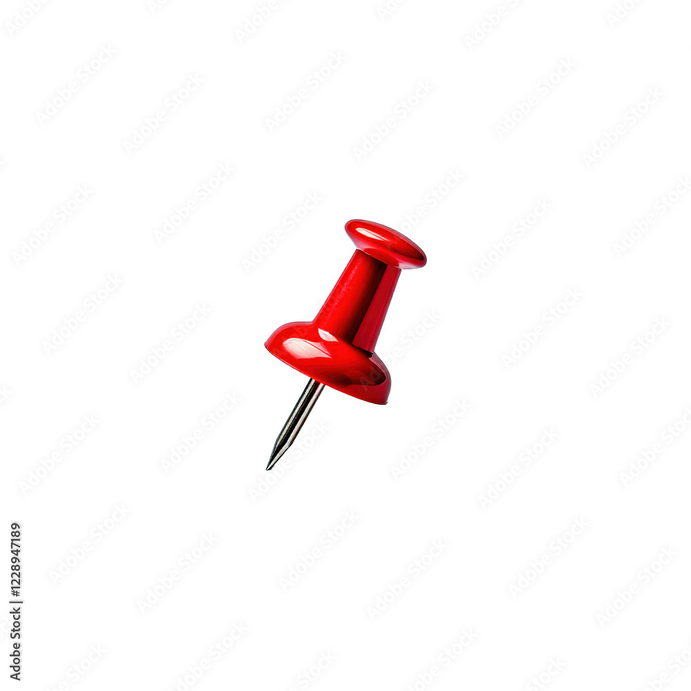 Single red push pin isolated on white and transparent background, office stationery, bulletin board accessory, sharp pin for reminders and notes Single red push pin isolated on white and transparent background, office stationery, bulletin board accessory, sharp pin for reminders and notes