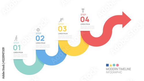ladder Infographics arrow symbol timeline business steps to success template. Vector illustration.