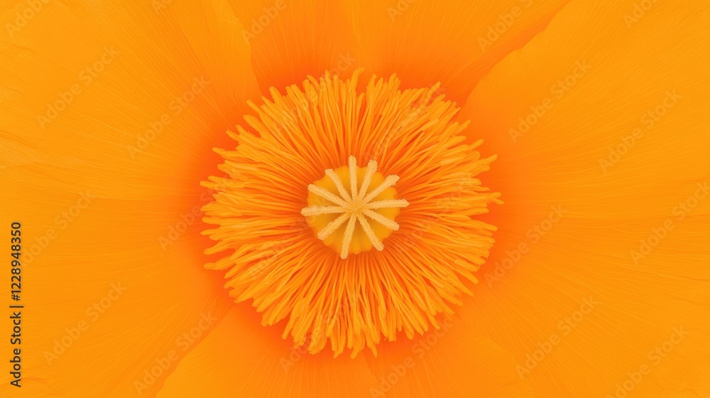 Close-Up of Vibrant Orange Poppy Flower Center with Detailed Petals and Stamen in Full Bloom Capturing Nature's Intricate Beauty Close-Up of Vibrant Orange Poppy Flower Center with Detailed Petals and Stamen in Full Bloom Capturing Nature's Intricate Beauty