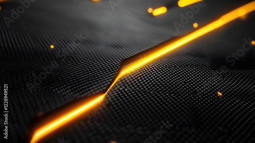 Futuristic black carbon texture with yellow light for modern designs. A futuristic carbon texture with deep black tones. A high-tech and modern background for digital creatives.