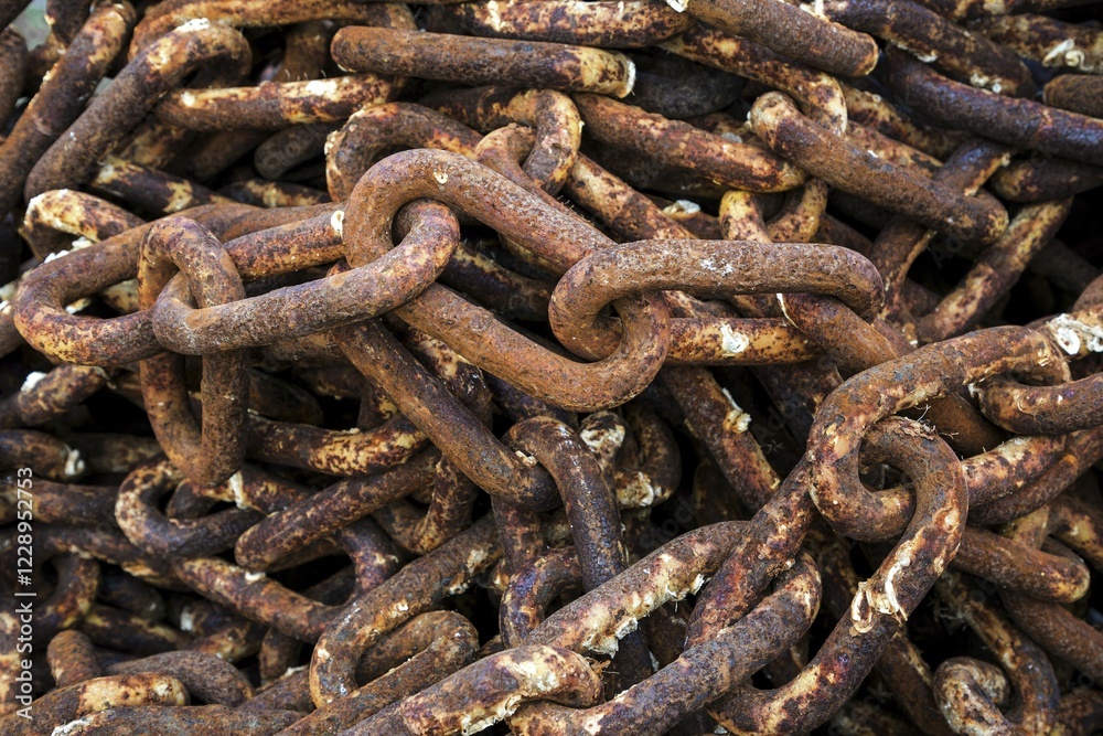 Rusty iron chain, Westfjords, Iceland, Europe Rusty iron chain, Westfjords, Iceland, Europe