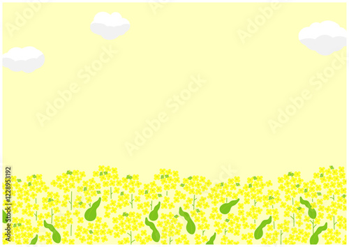 菜の花のある風景イラスト