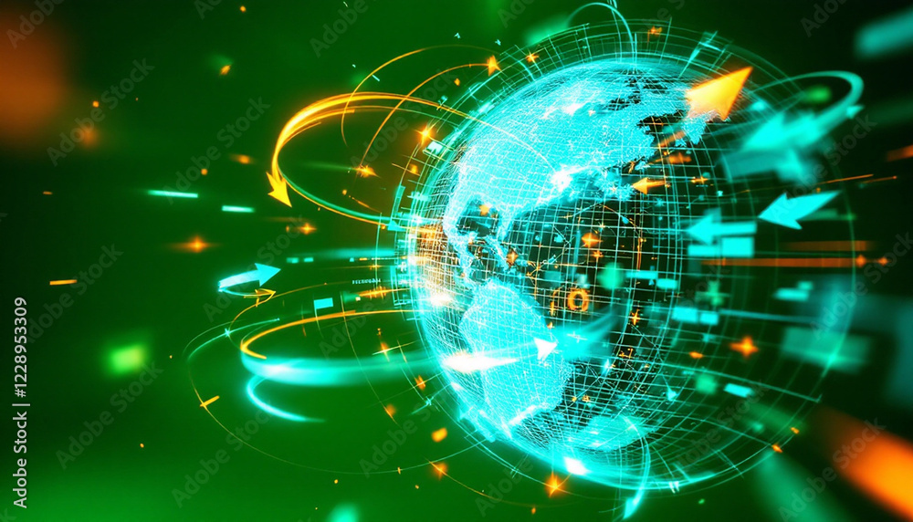 Obraz premium Global Network: Digital World Interconnectivity