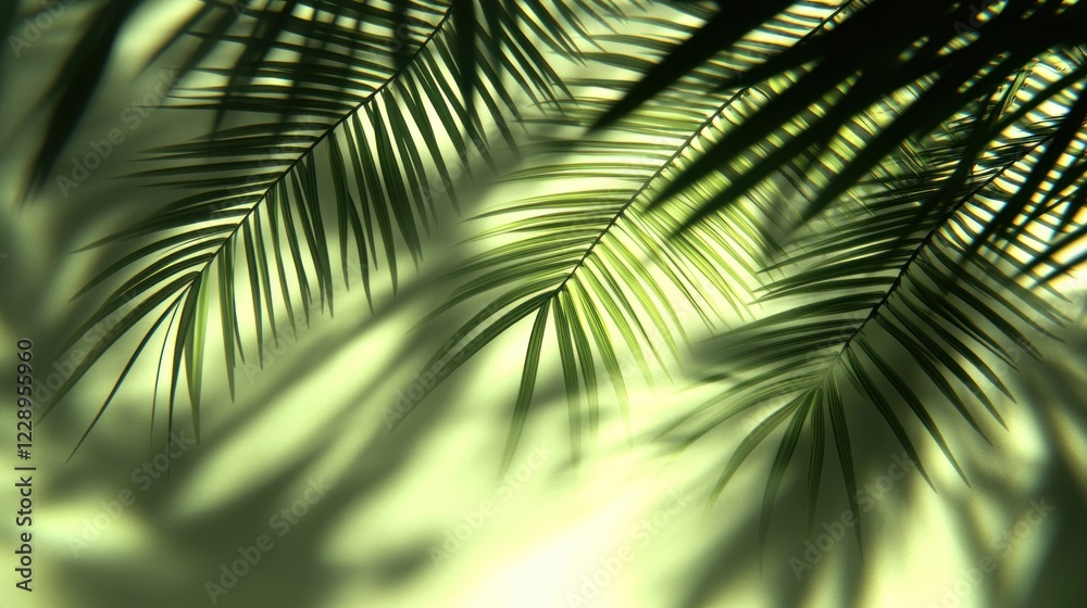 Obraz premium Palm leaf shadows on a light background.