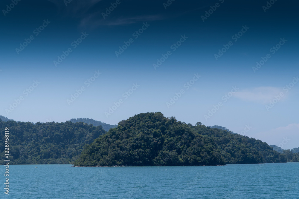 Tropical seas and ocean islands with tropical plants and trees Tropical seas and ocean islands with tropical plants and trees
