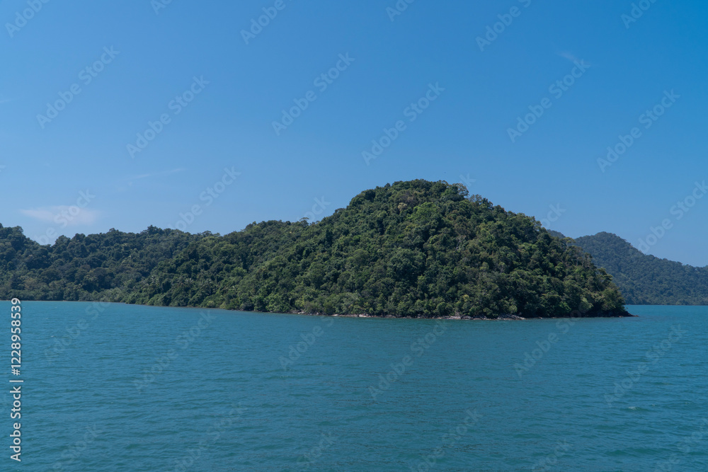 Tropical seas and ocean islands with tropical plants and trees Tropical seas and ocean islands with tropical plants and trees