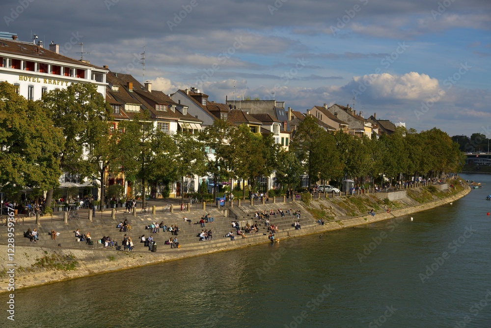 View over the Rhine to Basel, Switzerland, Europe View over the Rhine to Basel, Switzerland, Europe