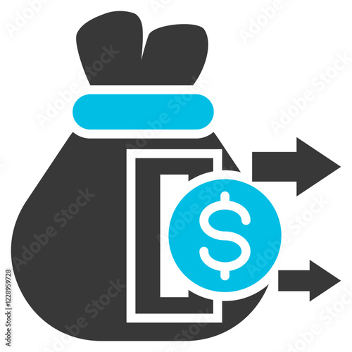 Expenditure Glyph Blue Grey Icon